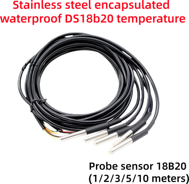 DS18B20 Wasserdichter Temperatur-Sensor mit Edelstahl-Sonde und Gewinde für Arduino in Schwarz oder Silber - Bild 1