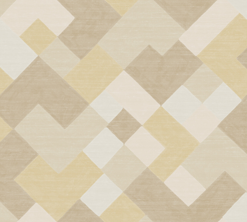 Élitis Tapete Twill VP 1035 02 in Beige mit abstraktem Mid-Century Design und geometrischem Muster, abwaschbar - Bild 1