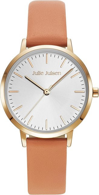 Julie Julsen Damenuhr Edelstahl, Roségold, Lederband, Orange, Quarz - Bild 1