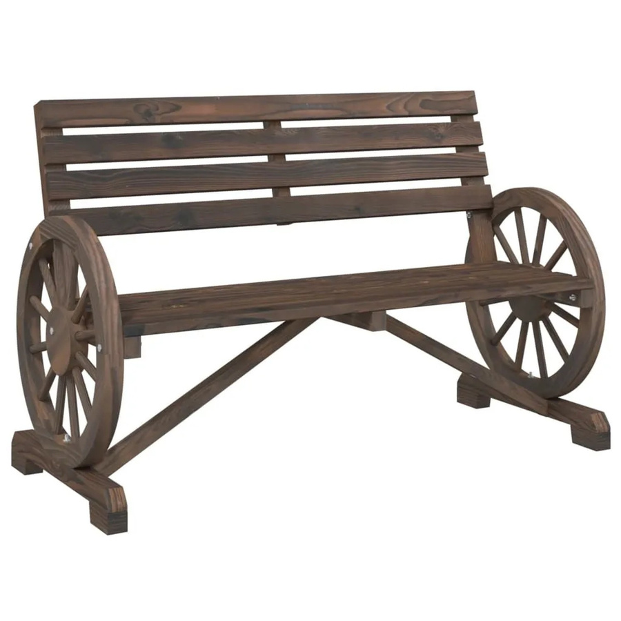 vidaXL Gartenbank 2-Sitzer aus Massivholz in Braun mit Armlehnen, B/T/H: 110,0 x 57,0 x 77,5 cm - Bild 2