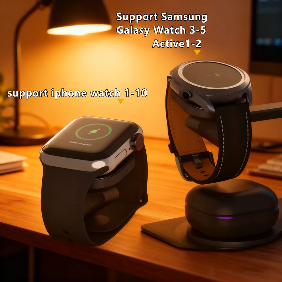 TIMESS 3-in-1 Drahtlose Ladestation mit 15 W Schnellladung für iPhone, Apple Watch und AirPods - Bild 3