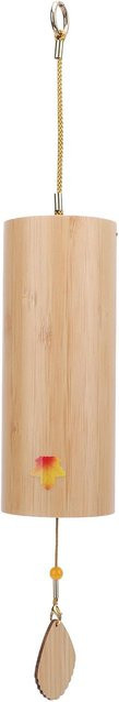 Fishine Windspiel aus Holz und Metall in Beige als dekoratives Klangspiel für Garten, Balkon und Zuhause - Bild 1
