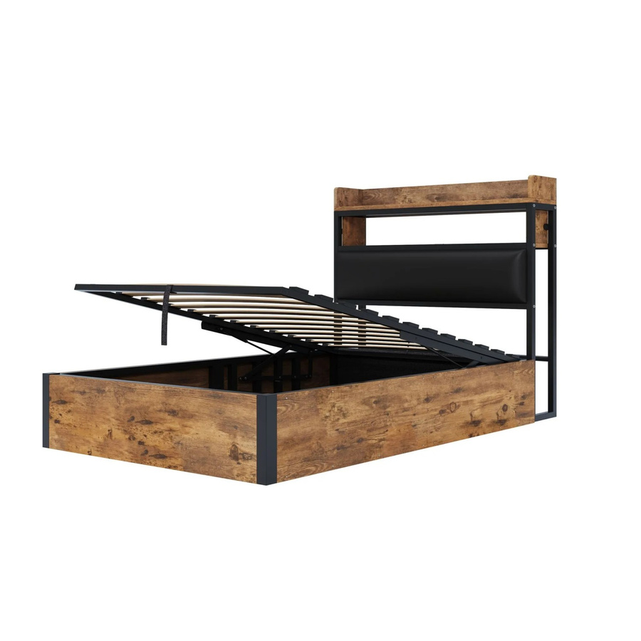 okwish Einzelbett mit Stauraum und Lift-up-Funktion, Schwarz, B/T/H: 90 x 200 x 40 cm - Bild 2