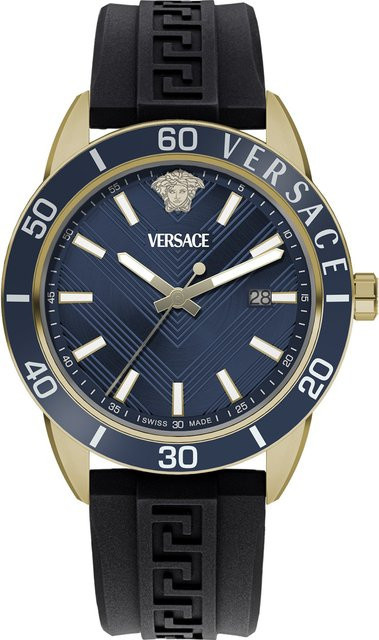 Versace Herrenuhr, Quarz, Edelstahl, 43 mm, Blau, Silikon, 5 ATM - Bild 1
