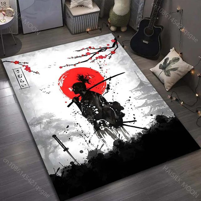 UQIDEHOME Japanischer Bushido Teppich mit geometrischem Design, rutschfest und waschbar, Mehrfarbig, B/H: 60 x 40 cm - Bild 1