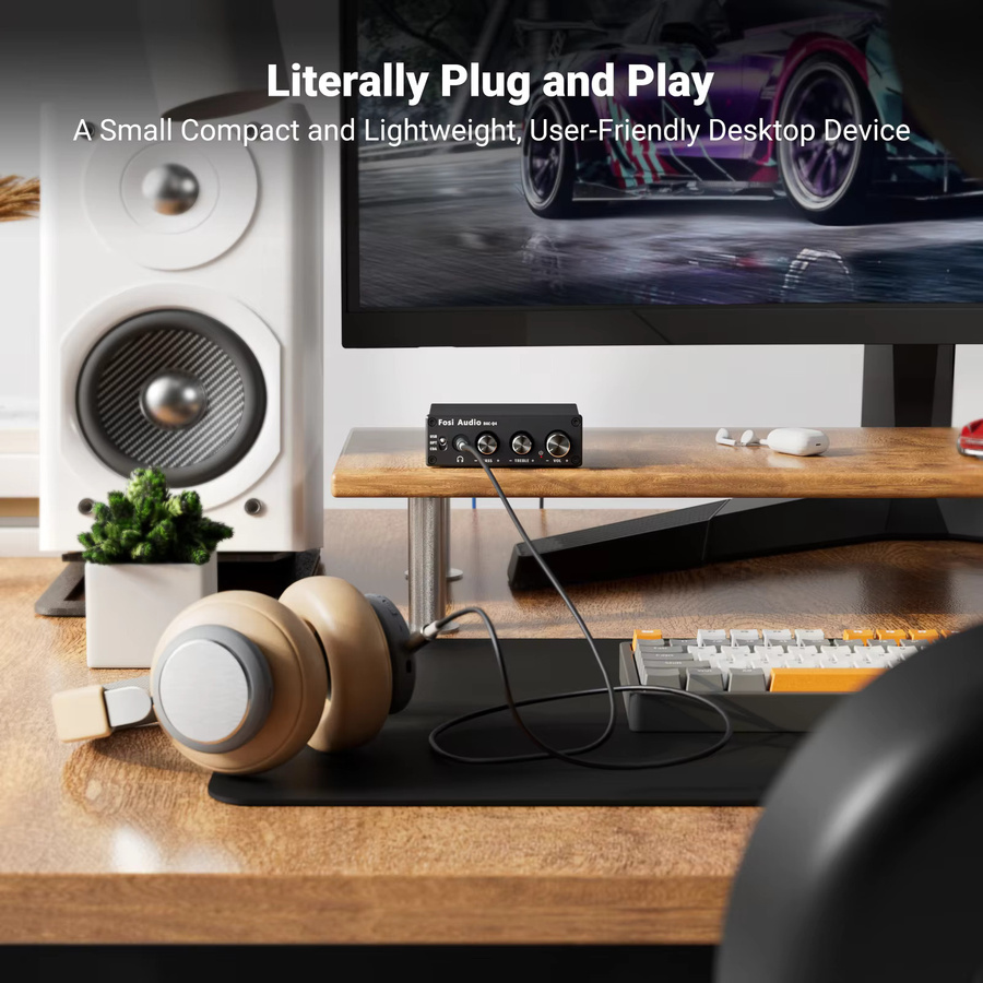 Fosi Audio Q4 Mini Stereo USB Gaming DAC und Kopfhörerverstärker in Schwarz - Bild 3