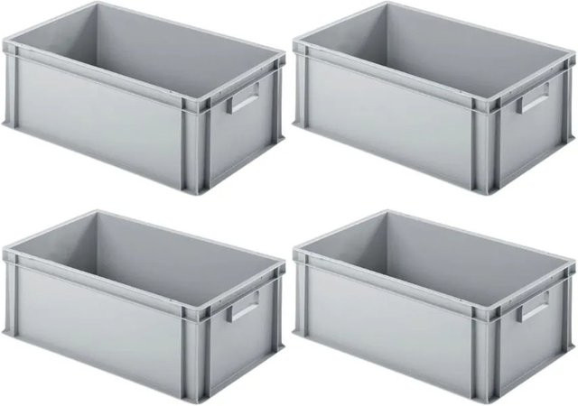 PROREGAL SuperSparSet 4x Eurobehälter mit geschlossenem Griff, Grau, H x B x T: 22 x 40 x 60 cm, 38 Liter - Bild 1