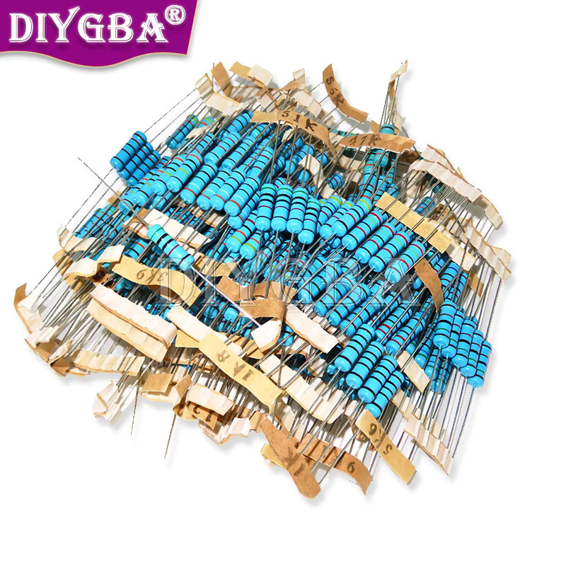 DIYGBA Widerstands-Set mit 650 Teilen aus Metallfilm, 2W, 1% Toleranz, sortiertes Kit mit verschiedenen Werten wie 100R, 220R, 1K bis 130K - Bild 2