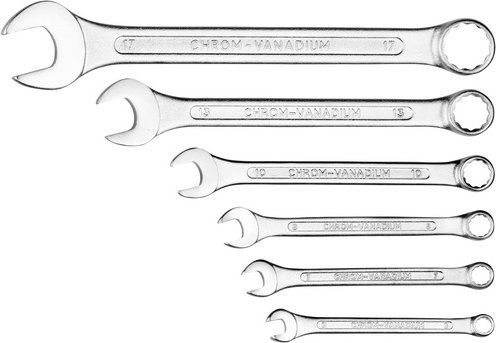 Connex Gabel-Ringschlüssel-Satz aus Stahl, 6-teilig, silberfarben, Größen 6 – 17 mm - Bild 1