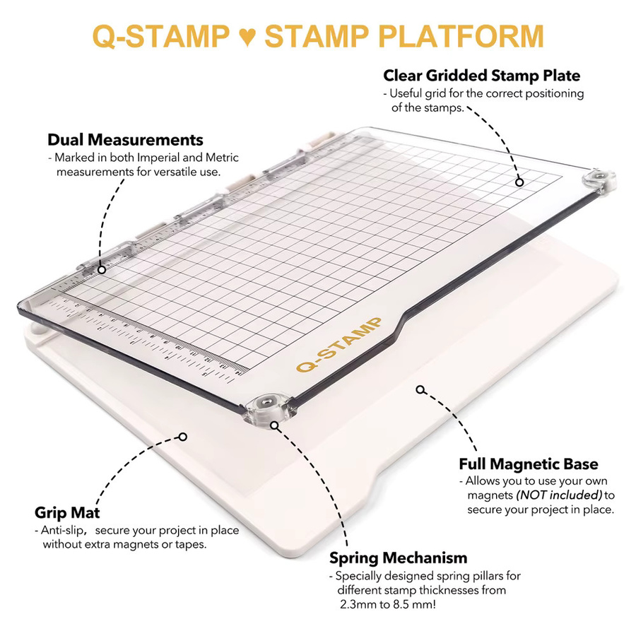 Transparente Stempelplattform aus Kunststoff mit rutschfesten Füßen und Gitter zur präzisen Stempelpositionierung, B/T/H: 51,56 x 23,62 x 1,78 cm - Bild 2