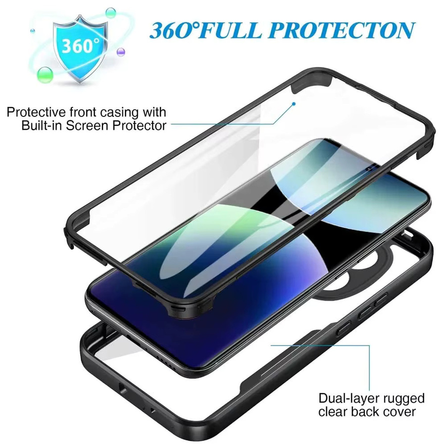 Xiaomi Redmi Note 15 Pro Stoßfeste Handyhülle mit 360 Grad Vollschutz und Displayschutzfolie in Transparent - Bild 2