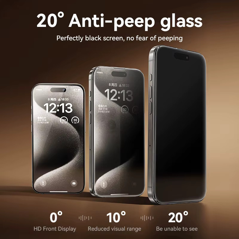 Joyroom Anti-Spionage Schutzglas mit 20 Grad Blickschutz für iPhone 16 15 14 13 12 11 Pro Max, transparent - Bild 2