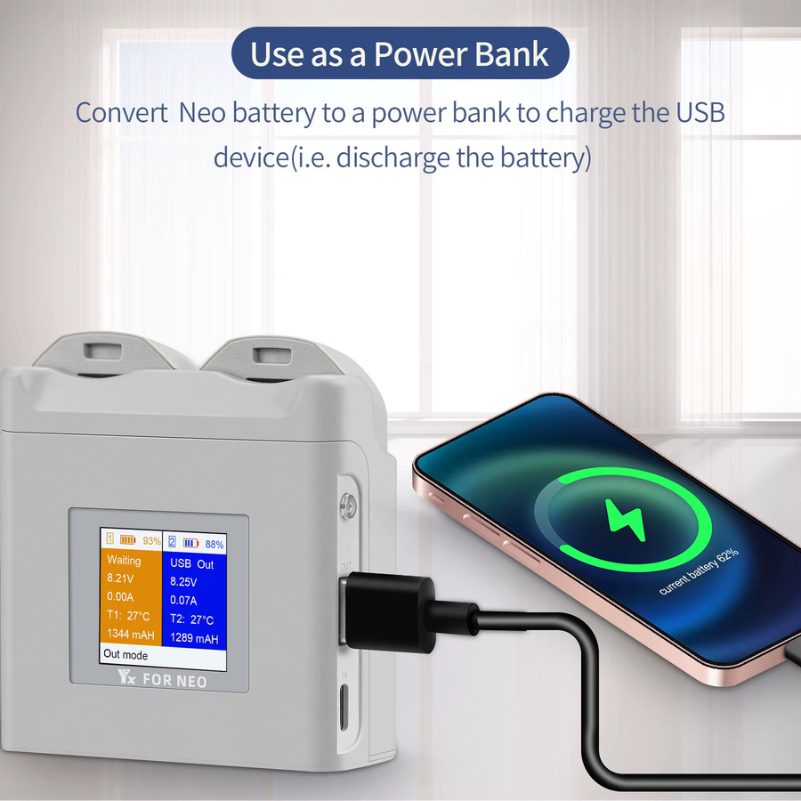 DJI NEO Intelligentes Ladegerät mit Zwei-Wege-Digitalanzeige und Powerbank-Funktion - Bild 3