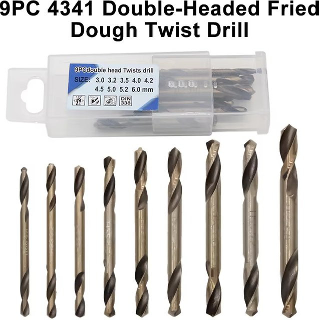 9-teiliges YUKU Doppelklingen-Drehbohrer-Set in Silber mit geradem Schaft, 3-6 mm für Metallbohrungen - Bild 1