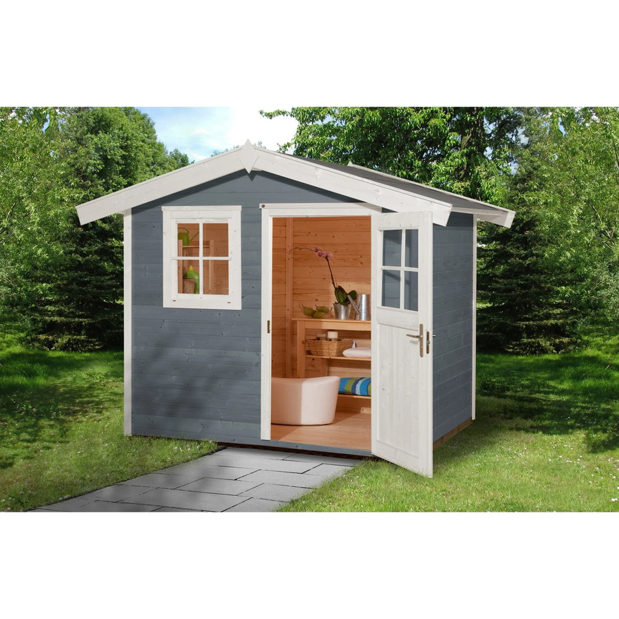 WEKA Gartenhaus 123 Gr.2 aus Fichtenholz mit Satteldach in Grau, B/H/T: 306 x 237 x 235 cm - Bild 2