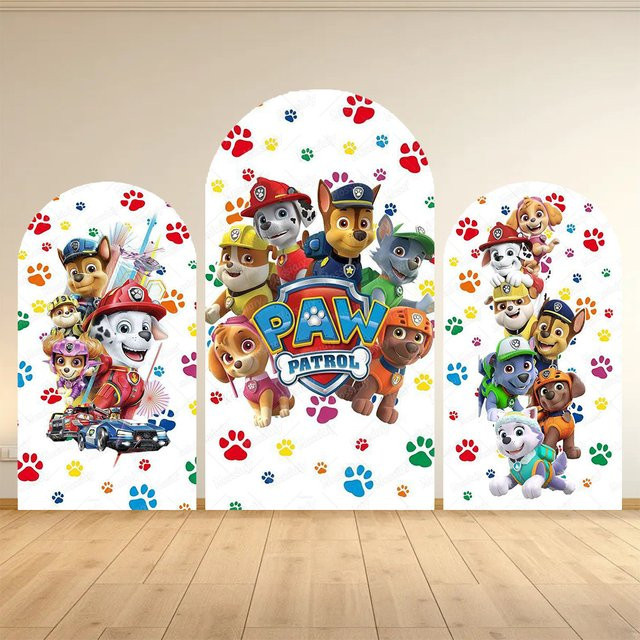Paw Patrol Themen-Hintergrunddekoration für Kinder, Bunter runder Fotografie-Requisiten-Bildschirm für Babyparty und Geburtstag, Farbe: Mehrfarbig, Durchmesser: 50 cm - Bild 1