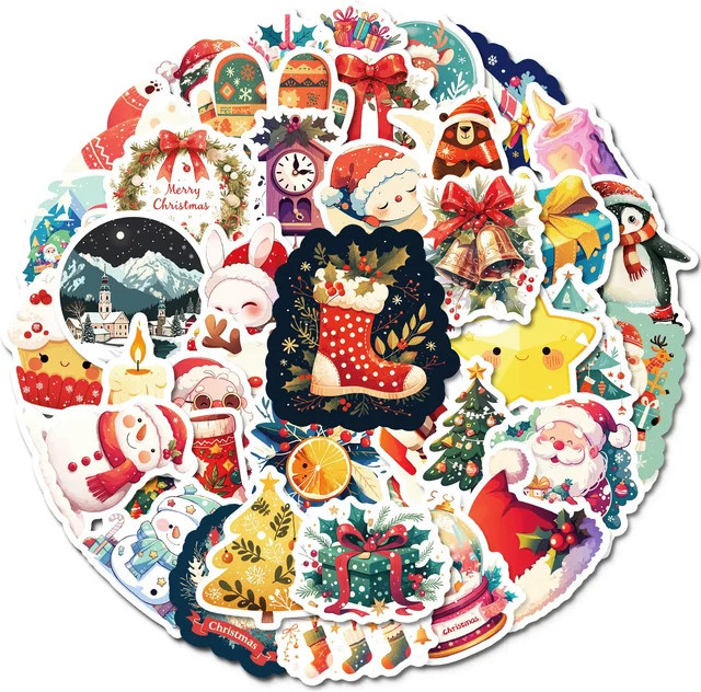 50 Stück GOGOTU Weihnachten Cartoon Aufkleber in Multicolour für Geschenke, Laptops und Gepäck - Bild 1