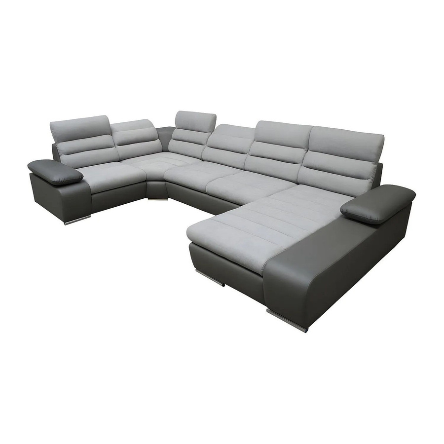 Vente-unique Schlafsofa Boileau in Grau Anthrazit mit L-Form und Schlaffunktion, Breite: 362 cm - Bild 2