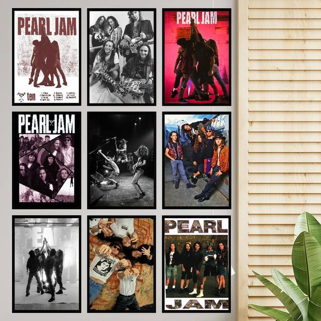 Moetch Banda Pearl Jam Ten Vintage Poster Wandkunst aus weißem Kraftpapier - Bild 1