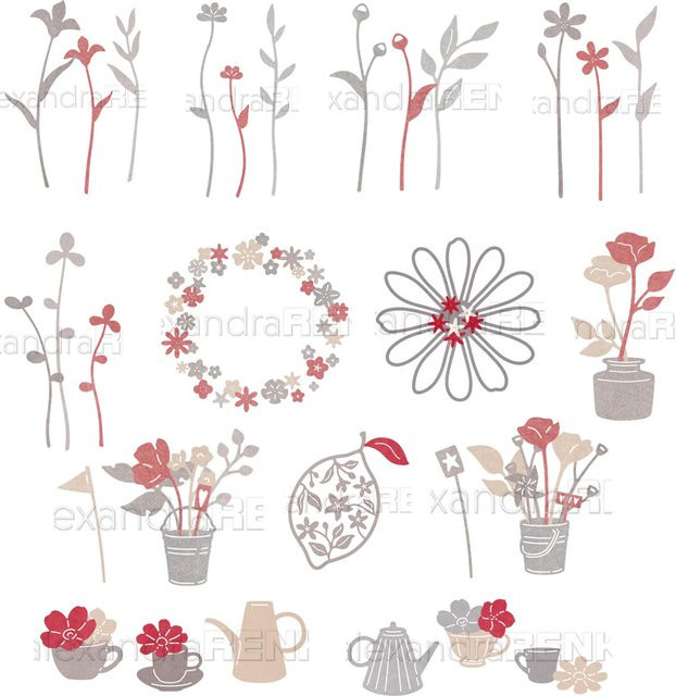 Piggy Craft Metall-Stanzformen für Scrapbook und Bastelarbeiten mit Blumen, Blättern und Kessel-Motiven in Multicolour - Bild 1