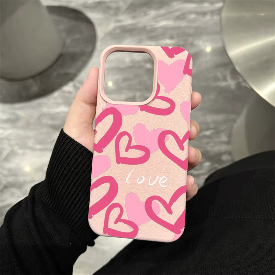 Stoßfeste iPhone Schutzhülle mit romantischem Herz-Design in Pink für verschiedene iPhone Modelle - Bild 2