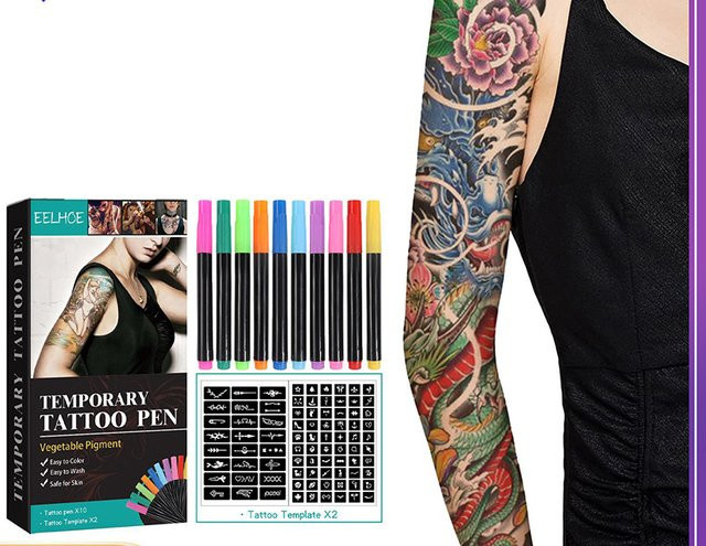 VERONNI Temporäres Haut-Tattoo-Stift-Set, 10 Farben, Unisex - Bild 1