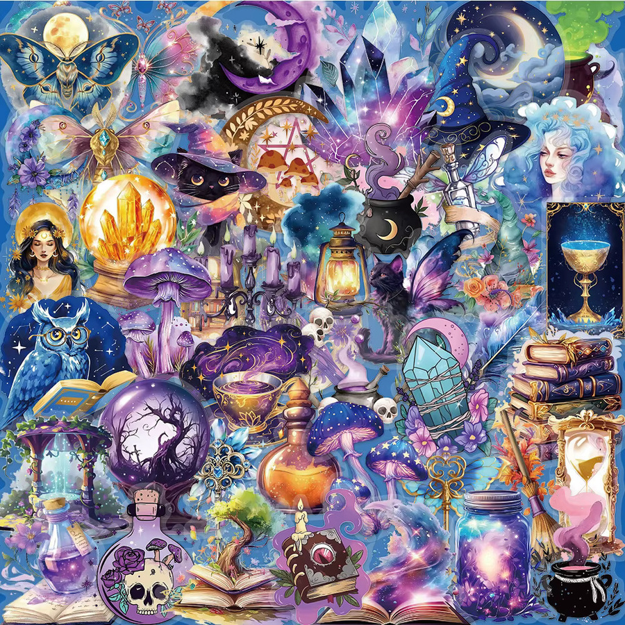 Rspctou Magic World PET Cartoon Aufkleber, transparente Fantasy Gothic Hexe Dekoration in Mehrfarbig für Kinder - Bild 2