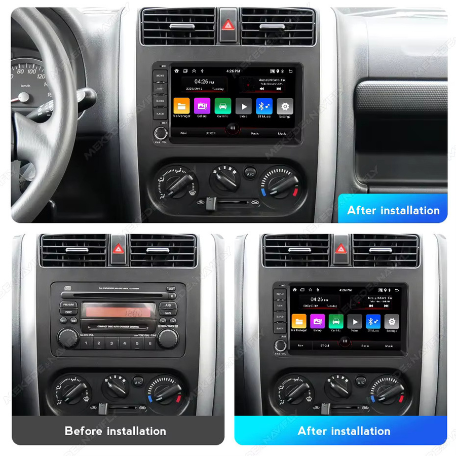 MEKEDE Android Autoradio mit 7 Zoll Touchscreen und GPS für Suzuki Jimny 3 (2007-2012), 2 Din Haupteinheit mit Carplay, Schwarz - Bild 2
