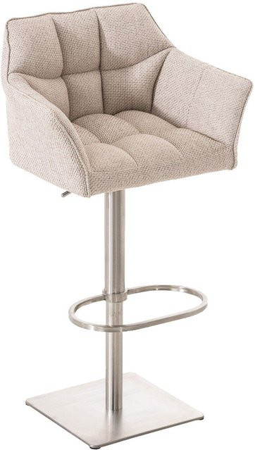 TPFLiving Barhocker Damaskus mit Edelstahlgestell und Stoffbezug in Elfenbein/Beige - Bild 1