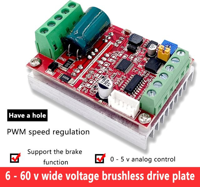 diymore 400 W PWM DC bürstenloser Elektromotor-Drehzahlregler mit Hall-BLDC-Motorregler, 3-Phasen-PWM 9–60 V - Bild 1