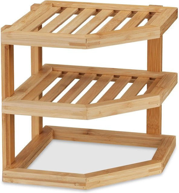 Relaxdays Eckschrankeinsatz aus Bambus in Natur, freistehend, B/T/H: 25,5 x 25,5 x 25,5 cm - Bild 1