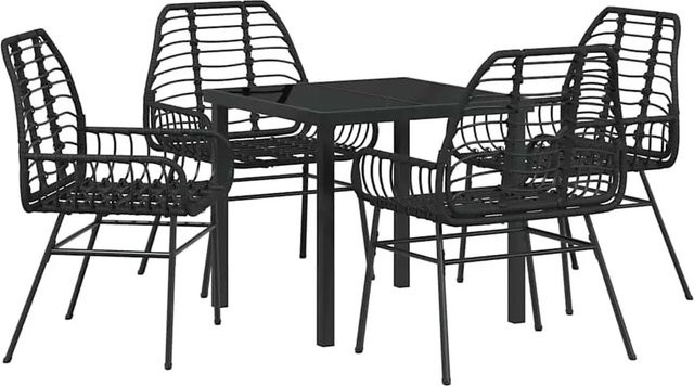 vidaXL Garten Essgruppe 5-teilig aus Poly-Rattan und Glas in Schwarz - Bild 1