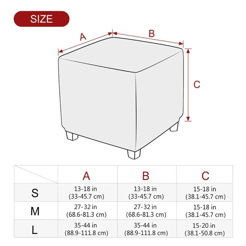 Yiran Furniture Samt Ottoman Hockerbezug Elastisch und Abnehmbar für Wohnzimmer - Bild 2