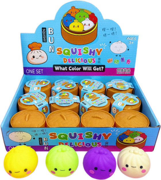 Bandai Smiley-Brötchen-Squishy, multicolor, Quetsch-Fidget-Spielzeug - Bild 1
