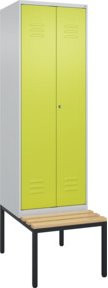 C+P Spind Classic PLUS Schwarz-Weiß-Spind mit Sitzbank, 2 Abteile, Buche-Hartholz, B/T/H: 212 x 60 x 81,5 cm - Bild 1
