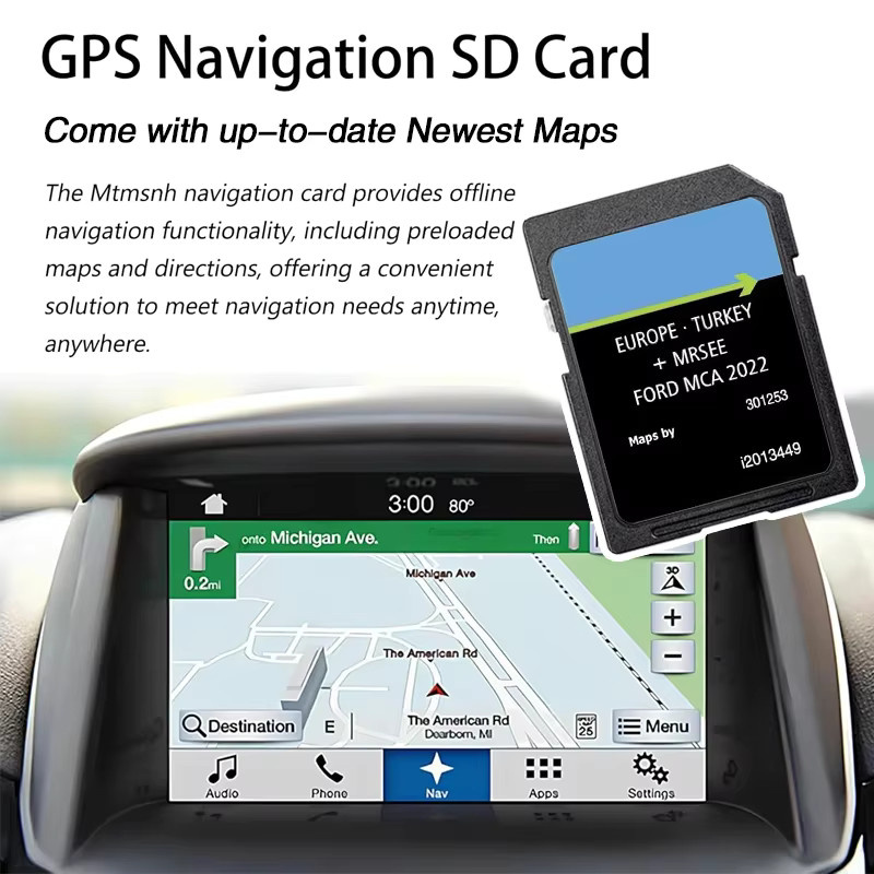 NAVINESA Navigations SD-Karte Europa 2022 für Ford Mondeo, Kuga, Focus, C-Max und S-Max (Modelle 2010-2014) in Schwarz - Bild 3