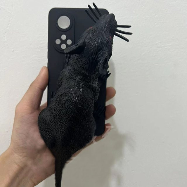 Schwarze 3D Ratten Handyhülle für iPhone 11 12 13 14 15 16 17 Pro Max XS XR 8 7 Plus X SE weiche Schutzhülle - Bild 1