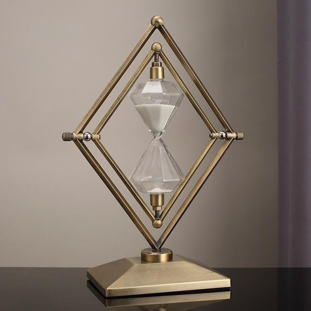 Yiran Furniture Diamant Sanduhr Timer in geometrischem Design aus rostfreiem Stahl für deine Bürodekoration, Farbe: Weiß - Bild 1