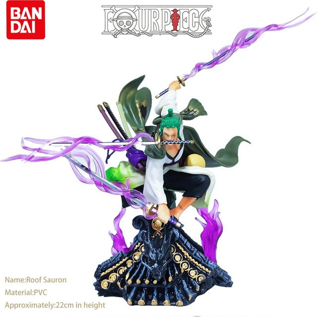 Bandai One Piece Roronoa Zoro Actionfigur, Dreischwert-Stil Dachszene, 22cm - Bild 1