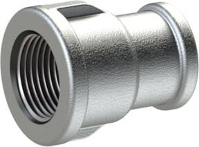 Riegler Muffe 240 IG/IG mit Rp 1/2 und Rp 3/8 aus feuerverzinktem Temperguss in Schwarz und Silber - Bild 1