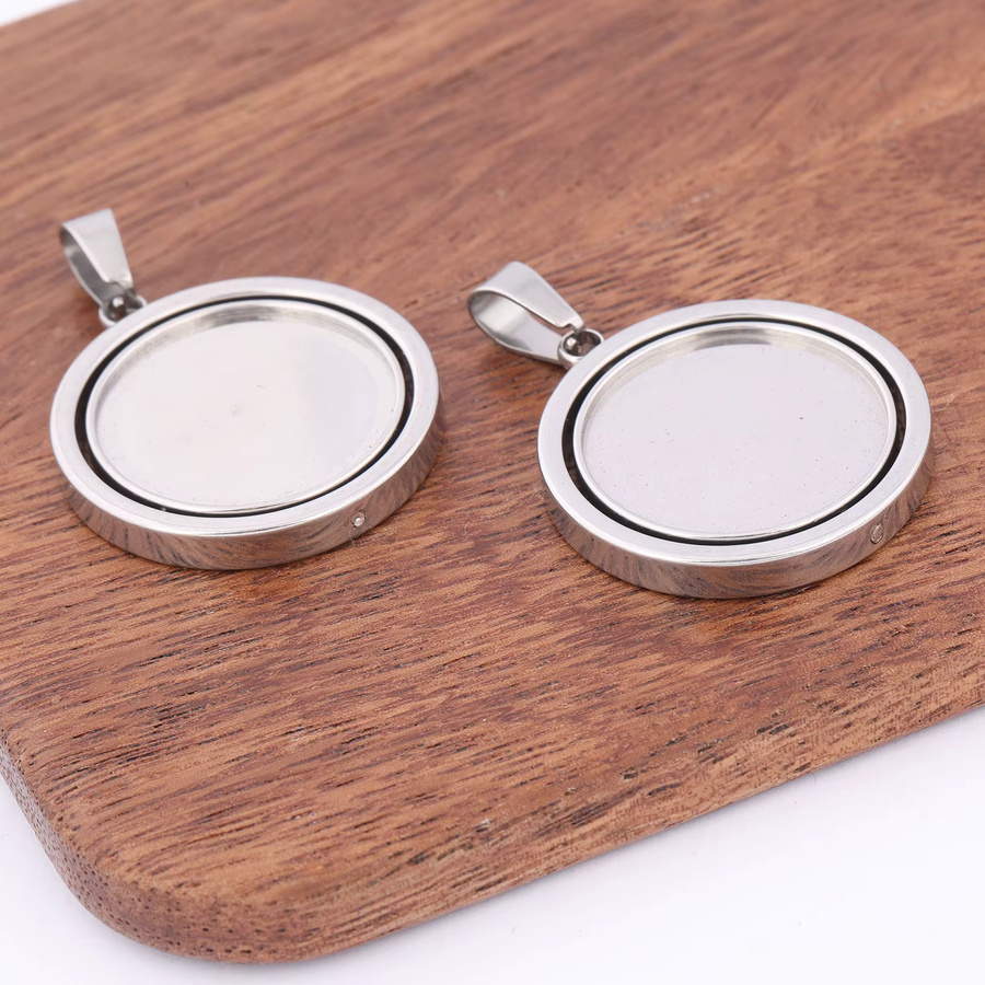 3 Stück Anhängerfassungen Edelstahl, rund, drehbar, 20mm, Unisex - Bild 2