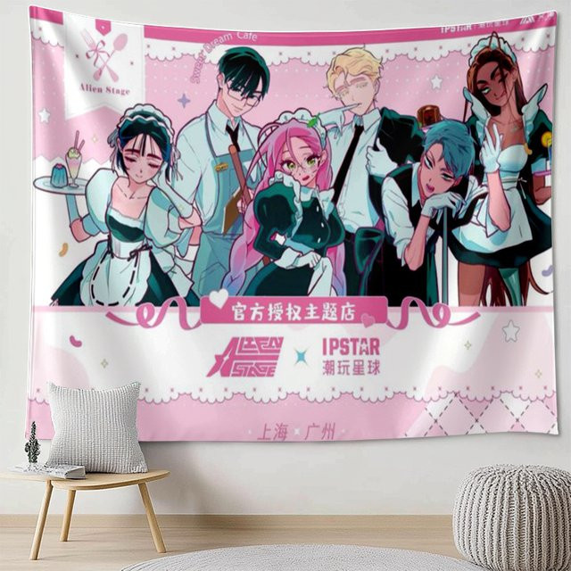 VIKAMA Alien Stage Maid Cafe Wandteppich Anime Dekorationsstoff, Mehrfarbig, Breite: 40 cm, Höhe: 40 cm - Bild 1