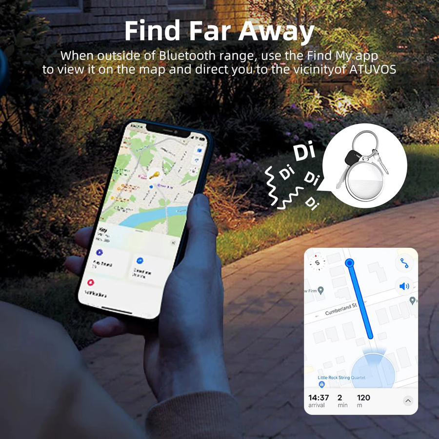 Mini-GPS-Ortungsgerät für Apple iOS Find My App, Bluetooth Smart Tracker in Weiß für Schlüsselanhänger, Geldbörse, Fahrrad und Haustiere - Bild 4