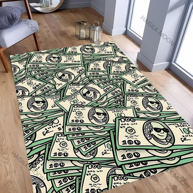 Wucifang Jewelry Teppich im Geld-Dollar-Design, grün, waschbar, B/L: 60 x 40 cm - Bild 1