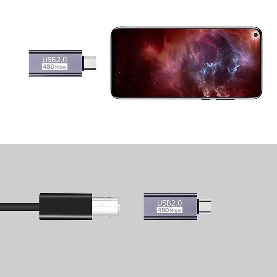 KYMISON USB-Adapter Set für MIDI-Konverter, Drucker, Klavier und Laptop mit USB-A, Mini, Micro und Typ-C auf USB-B Anschlüssen - Bild 2