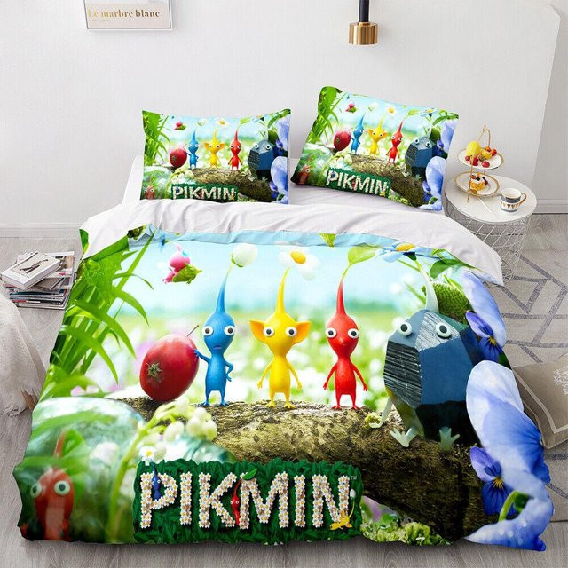 Allbestart Pikmin Bettwäscheset mit Motiv Hocotate und Olimar, 3-teiliges Set aus Mikrofaser in Multicolour, B/H: 200 x 200 cm - Bild 1