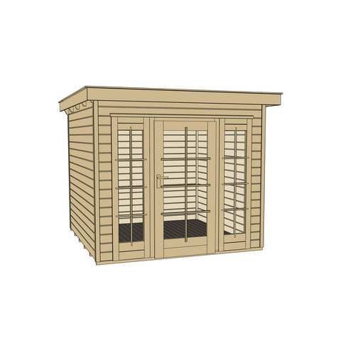 WEKA Gartenhaus Panorama aus europäischer Fichte in Beige mit Flachdach und Vordach B/H/T: 319 x 216 x 342 cm - Bild 3