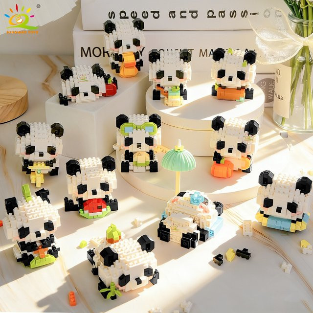 HUIQIBAO Mini Niedlicher Panda, Micro Bausteine, 3D Diamant Modell, Tiere - Bild 1