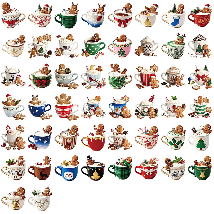 Charile Weihnachten Kaffee Cookie Aufkleber, Cartoon Aufkleber, wasserdicht, multicolour - Bild 2