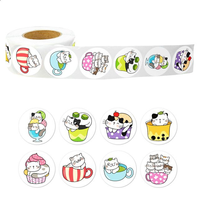 500 Stück Kawaii Cat Sticker Pack aus PET in Multicolor von AnimeWorlds Store - Bild 1